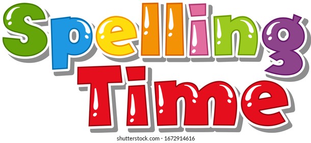 Font design for word spelling time on white background illustration