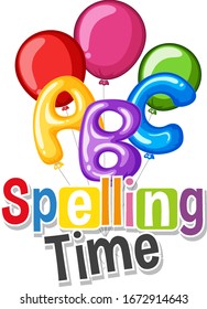 Font design for word spelling time with colorful balloons illustration