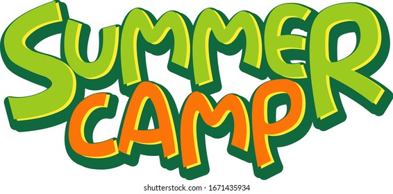Font design for word summer camp on white background illustration