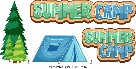 Font design for word summer camp on white background illustration