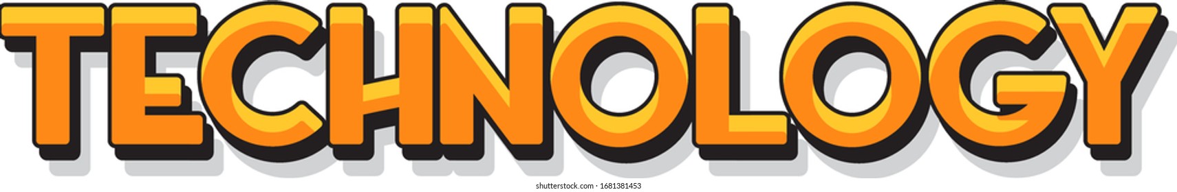 Font design for word technology in yellow color illustration