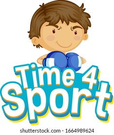 Font design for word time for sport with boy boxing illustration