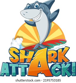 Font design for words shark attack illustration