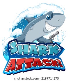 Font design for words shark attack illustration