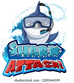 Font design for words shark attack illustration