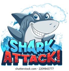 Font design for words shark attack illustration