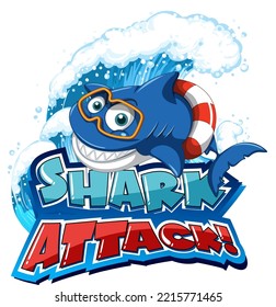 Font design for words shark attack illustration