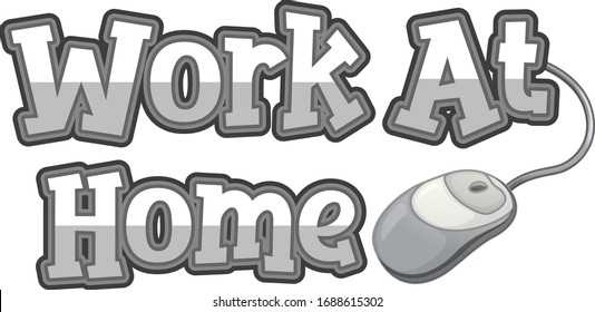 Font design for work at home on white background illustration