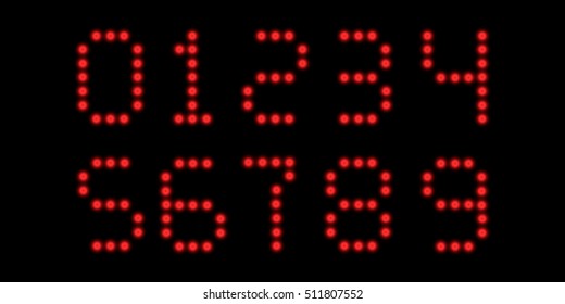 font of the digits the clock, the hour markers consist of red LEDs with a blur effect, a font created to compile time vector easy to edit