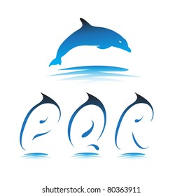 Font the Dolphin. Letters P, Q, R vector