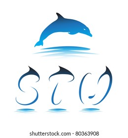 Font the Dolphin. Letters S, T, U vector