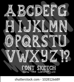 Font doodle illustration wallpaper background line sketch style set on chalkboard