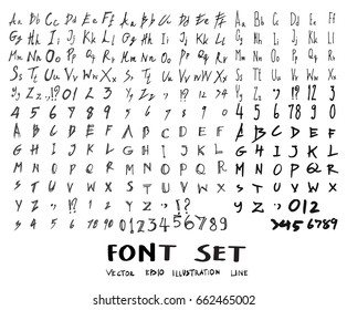 Font Doodle line vector set