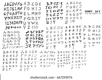 Font Doodle Sketch line vector set