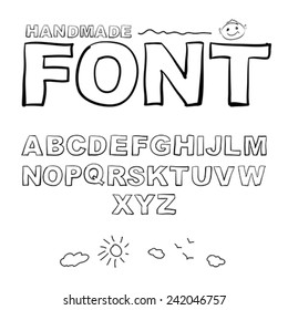 Font drawn on the tablet pen.  Vector Illustration. 