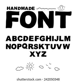 Font drawn on the tablet pen.  Vector Illustration. 