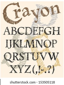 Font drawn in pencil, capitals, vector font