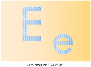 font e alphabet blue in the yellow volume