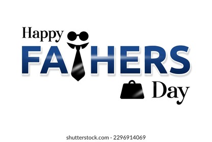 font effect lettering happy father's day blue black color with tie and glasses