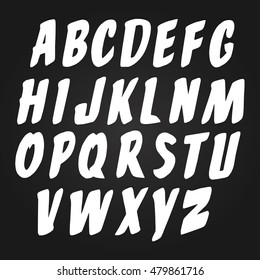 Font example. ABC. English alphabet on a a school board. Vector
