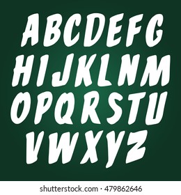 Font example. ABC. English alphabet on a a school board. Vector