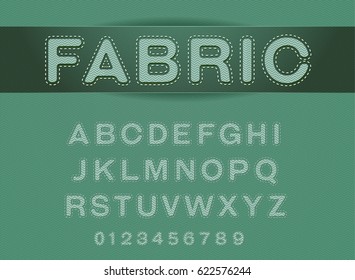 font fabric set on cloth texture vector illustration