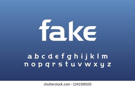 Font Facebook-Technologie, Social, Netzwerk, Sport, Split, Schrägstrich, Schnitt Design Konzept. Modernes abstraktes Alphabet mit Kleinbuchstaben. Vektorgrafik