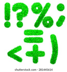 Font. Figures from the grass. Vector  eps 10.