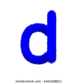 Font fluffy and furry vector blue lowercase d