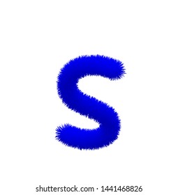 Font fluffy and furry vector blue lowercase s