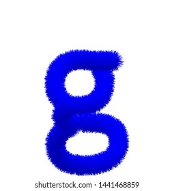Font fluffy and furry vector blue lowercase g