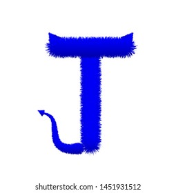 Font fluffy and furry vector blue capital T