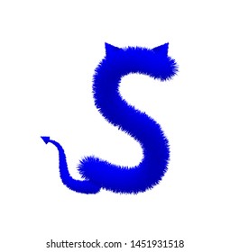 Font fluffy and furry vector blue capital S