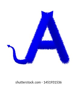 Font fluffy and furry vector blue capital A