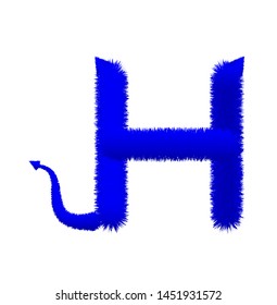 Font fluffy and furry vector blue capital H