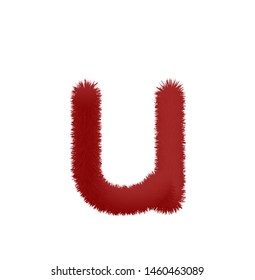 Font fluffy and furry vector brown lowercase u