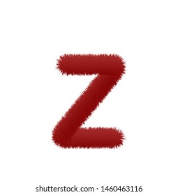 Font fluffy and furry vector brown lowercase z
