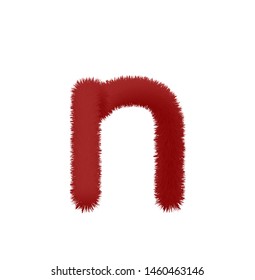 Font fluffy and furry vector brown lowercase n