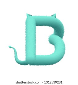 Font fluffy and furry vector capital B