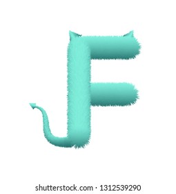 Font fluffy and furry vector capital F