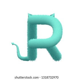 Font fluffy and furry vector capital R
