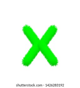 Font fluffy and furry vector green lowercase x