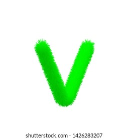 Font fluffy and furry vector green lowercase v