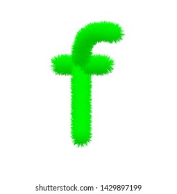 Font fluffy and furry vector green lowercase f