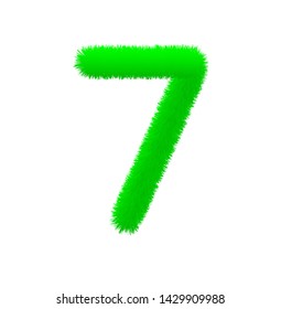 Font fluffy and furry vector green number 7