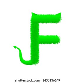 Font fluffy and furry vector green capital F