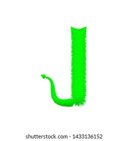Font fluffy and furry vector green capital I