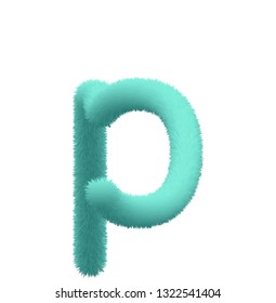 Font fluffy and furry vector lowercase p