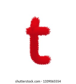 Font fluffy and furry vector lowercase t