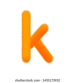 Font fluffy and furry vector orange lowercase k